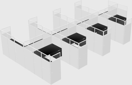 Shared l-shaped cubicle