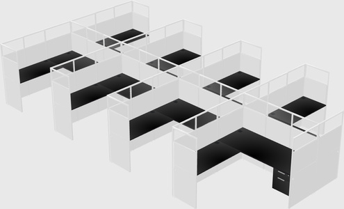 Shared l-shaped cubicle