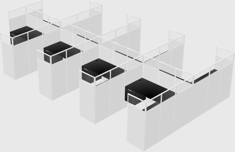 Shared l-shaped cubicle