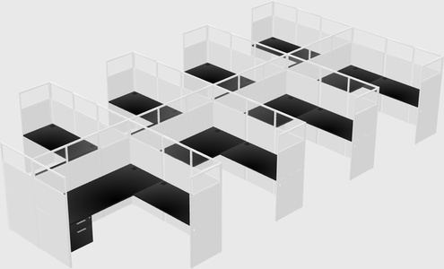 Shared l-shaped cubicle
