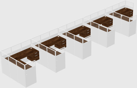 Shared l-shaped cubicle