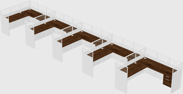 Shared l-shaped cubicle
