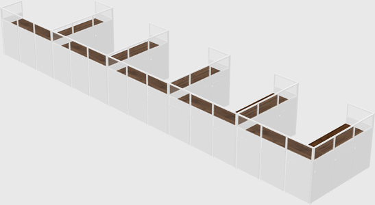 Shared l-shaped cubicle
