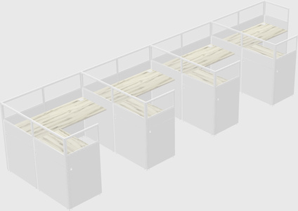 Shared l-shaped cubicle
