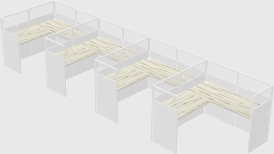 Shared l-shaped cubicle