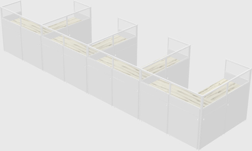 Shared l-shaped cubicle