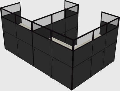Nakabahaging l-shaped na cubicle