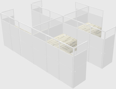 Shared l-shaped cubicle