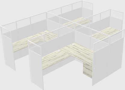 Shared l-shaped cubicle