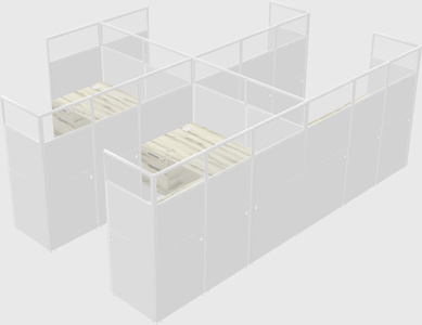 Shared l-shaped cubicle