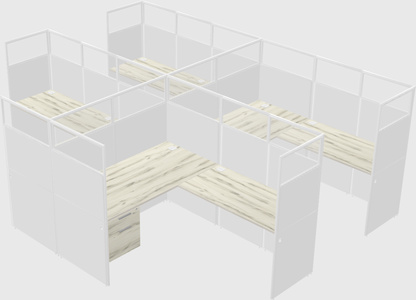 Shared l-shaped cubicle
