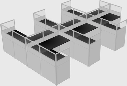 Shared l-shaped cubicle
