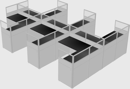 Shared l-shaped cubicle