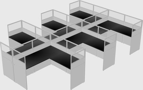 Shared l-shaped cubicle