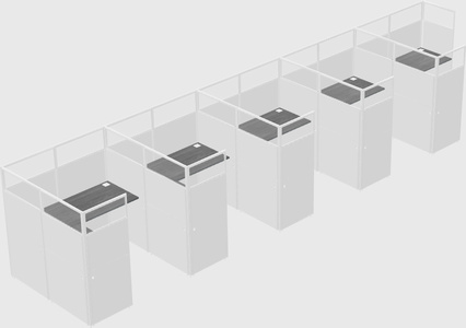 Shared l-shaped cubicle