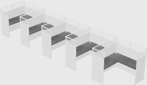 Shared l-shaped cubicle