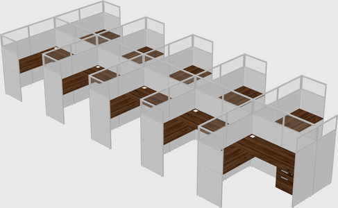 Shared l-shaped cubicle