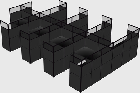 Shared l-shaped cubicle