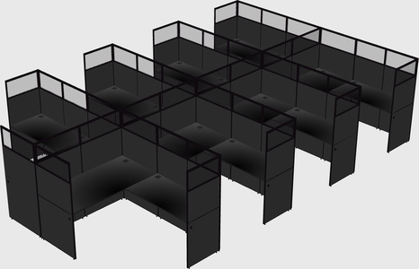 Shared l-shaped cubicle