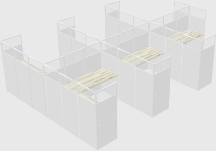 Shared l-shaped cubicle