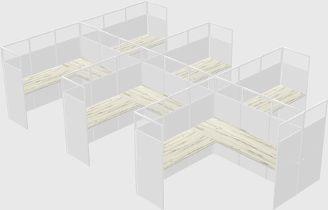 Shared l-shaped cubicle