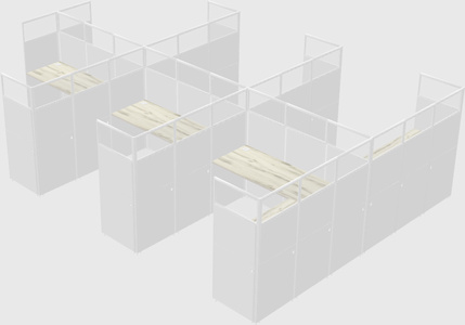 Shared l-shaped cubicle