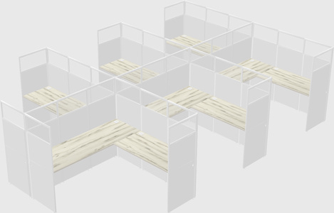 Shared l-shaped cubicle