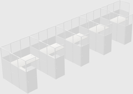 Shared l-shaped cubicle