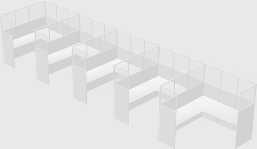Shared l-shaped cubicle