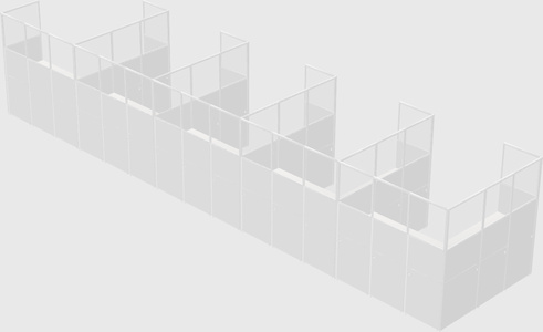 Shared l-shaped cubicle
