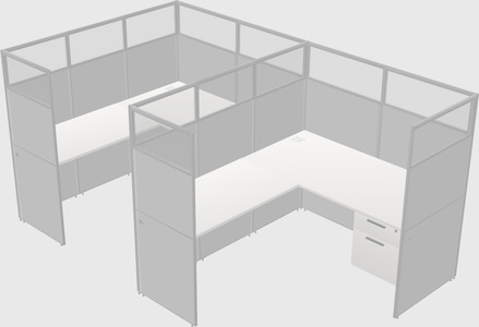 Shared l-shaped cubicle