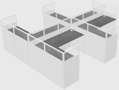 Shared l-shaped cubicle
