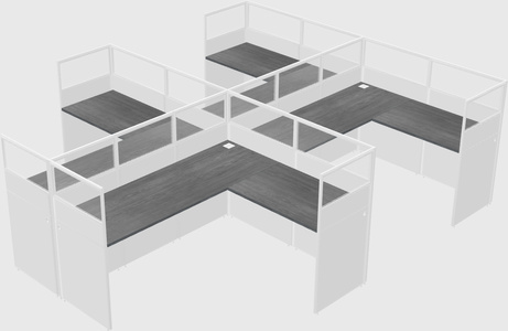 Shared l-shaped cubicle