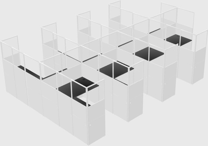 Shared l-shaped cubicle