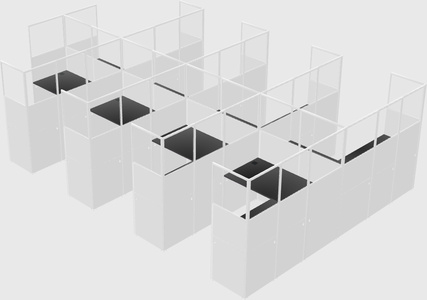 Shared l-shaped cubicle