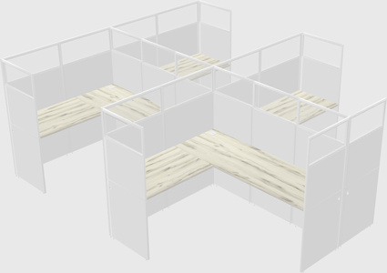 Shared l-shaped cubicle