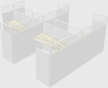 Shared l-shaped cubicle
