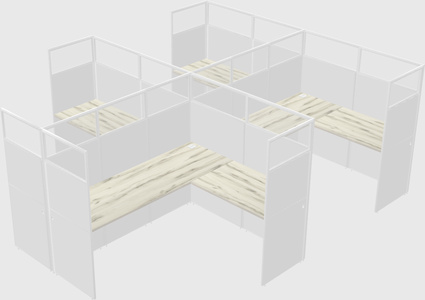 Shared l-shaped cubicle