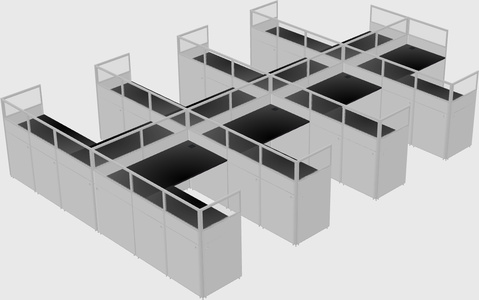 Shared l-shaped cubicle