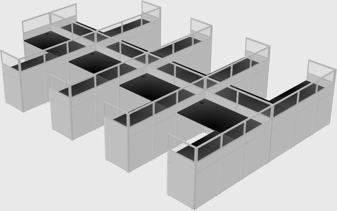 Shared l-shaped cubicle