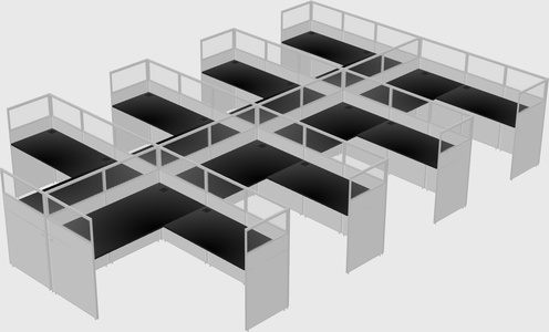 Shared l-shaped cubicle