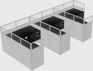 Shared l-shaped cubicle