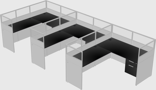 Shared l-shaped cubicle