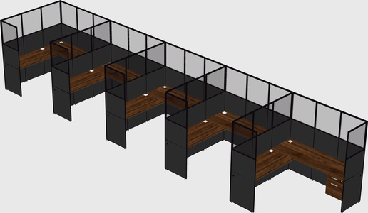 Shared l-shaped cubicle
