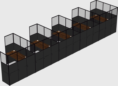 Shared l-shaped cubicle