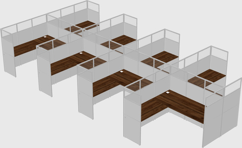 Shared l-shaped cubicle