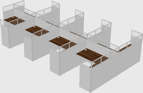 Shared l-shaped cubicle