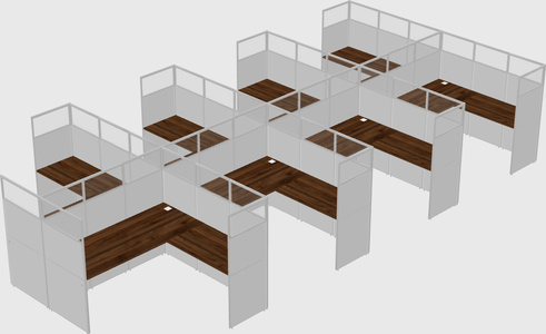 Shared l-shaped cubicle