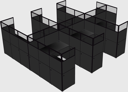Shared l-shaped cubicle