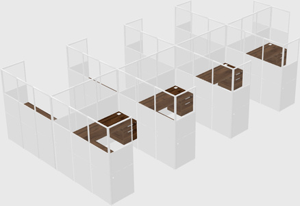 Shared l-shaped cubicle